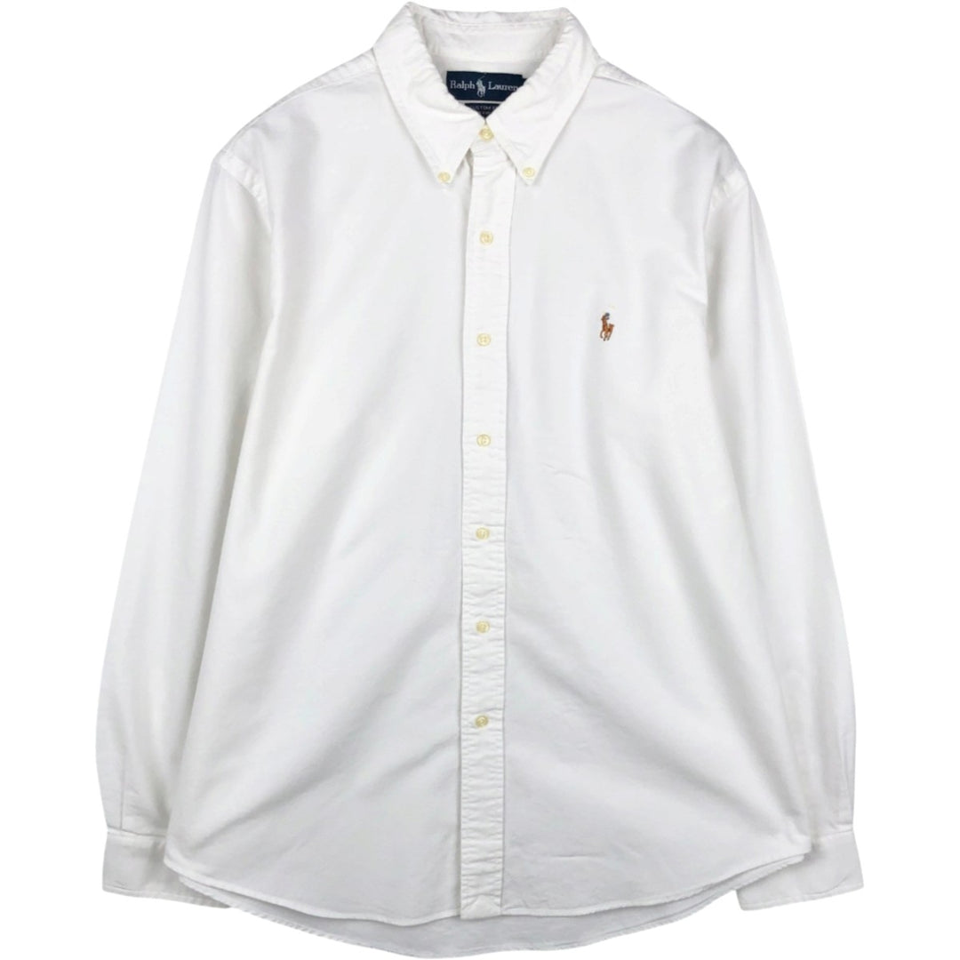 Ralph Lauren CUSTOM FIT Long-Sleeve Button-Down Shirt, Men's XL (approx.), Button-Down Oxford Style cotton white type Vintage Second Hand