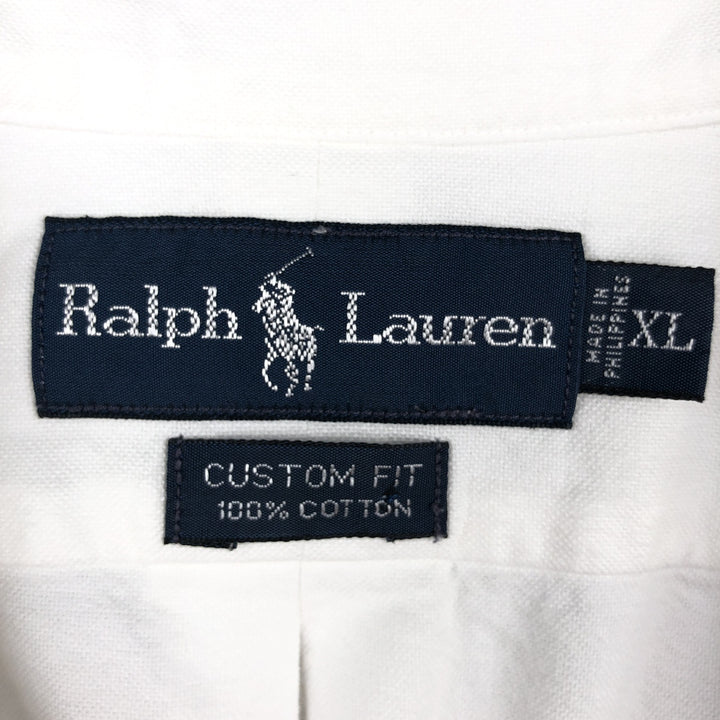 Ralph Lauren CUSTOM FIT Long-Sleeve Button-Down Shirt, Men's XL (approx.), Button-Down Oxford Style cotton white type Vintage Second Hand