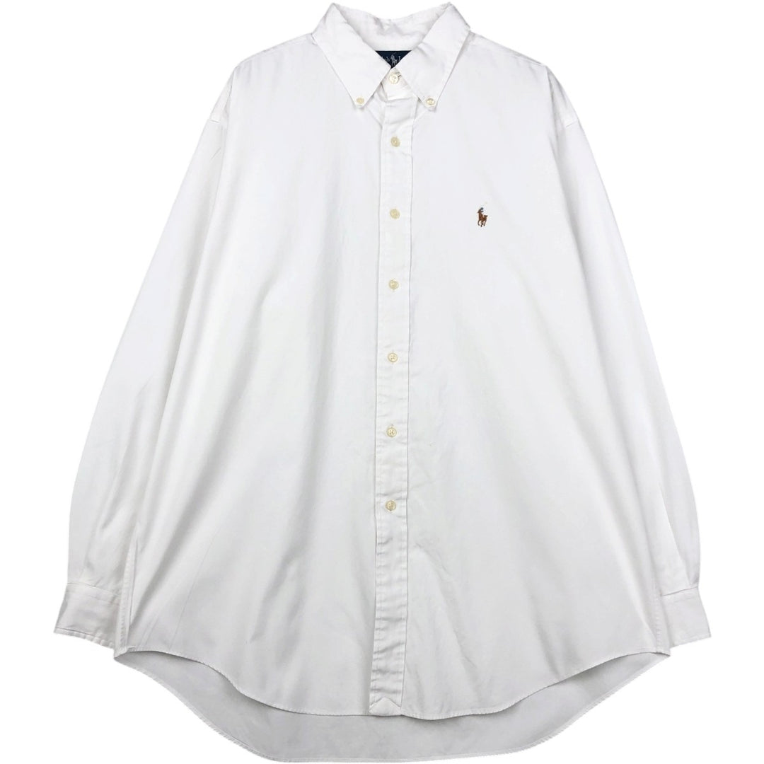 Ralph Lauren YARMOUTH long sleeve button down shirt, men's XL size cotton white type Vintage Second Hand