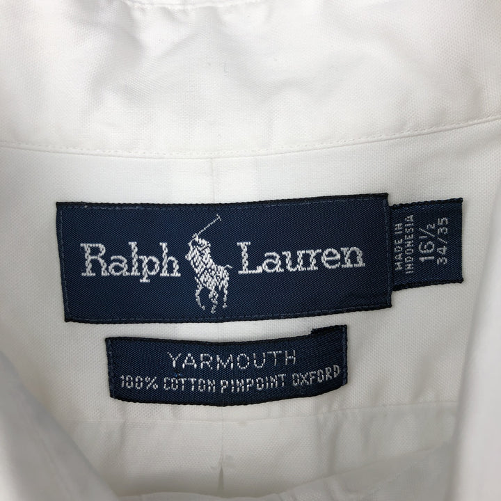 Ralph Lauren YARMOUTH long sleeve button down shirt, men's XL size cotton white type Vintage Second Hand