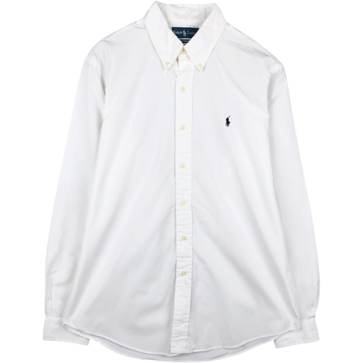 90'S Ralph Lauren CUSTOM FIT Long-Sleeve Button-Down Shirt, Men's Size L (approx.), Vintage Button-Down cotton white type Vintage Second Hand