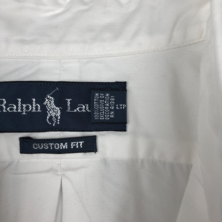 90'S Ralph Lauren CUSTOM FIT Long-Sleeve Button-Down Shirt, Men's Size L (approx.), Vintage Button-Down cotton white type Vintage Second Hand