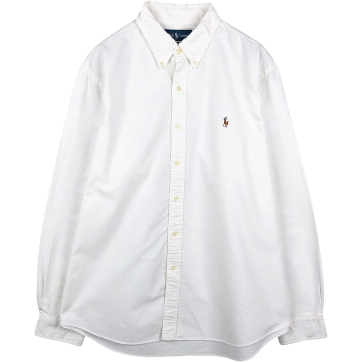 90'S Ralph Lauren CUSTOM FIT Long-Sleeve Button-Down Shirt, Men's XL (approx.), Vintage Button-Down Style cotton white type Vintage Second Hand