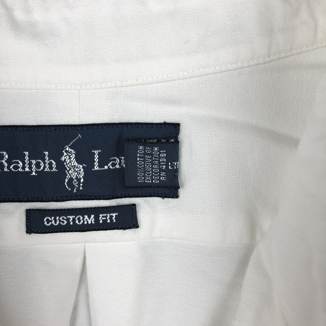 90'S Ralph Lauren CUSTOM FIT Long-Sleeve Button-Down Shirt, Men's XL (approx.), Vintage Button-Down Style cotton white type Vintage Second Hand