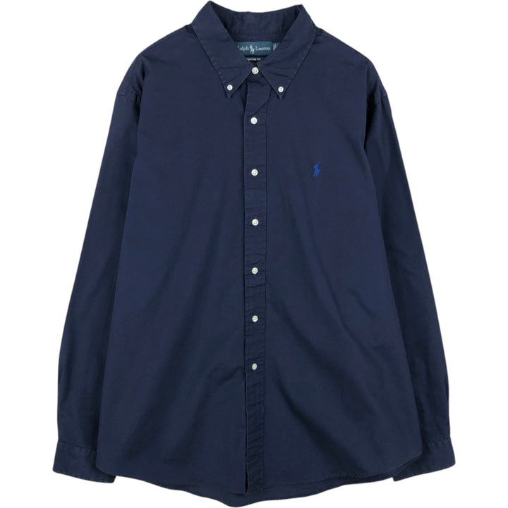 Ralph Lauren Custom Fit Long Sleeve Button Down Shirt Men's XXL cotton navy blue type Vintage Second Hand