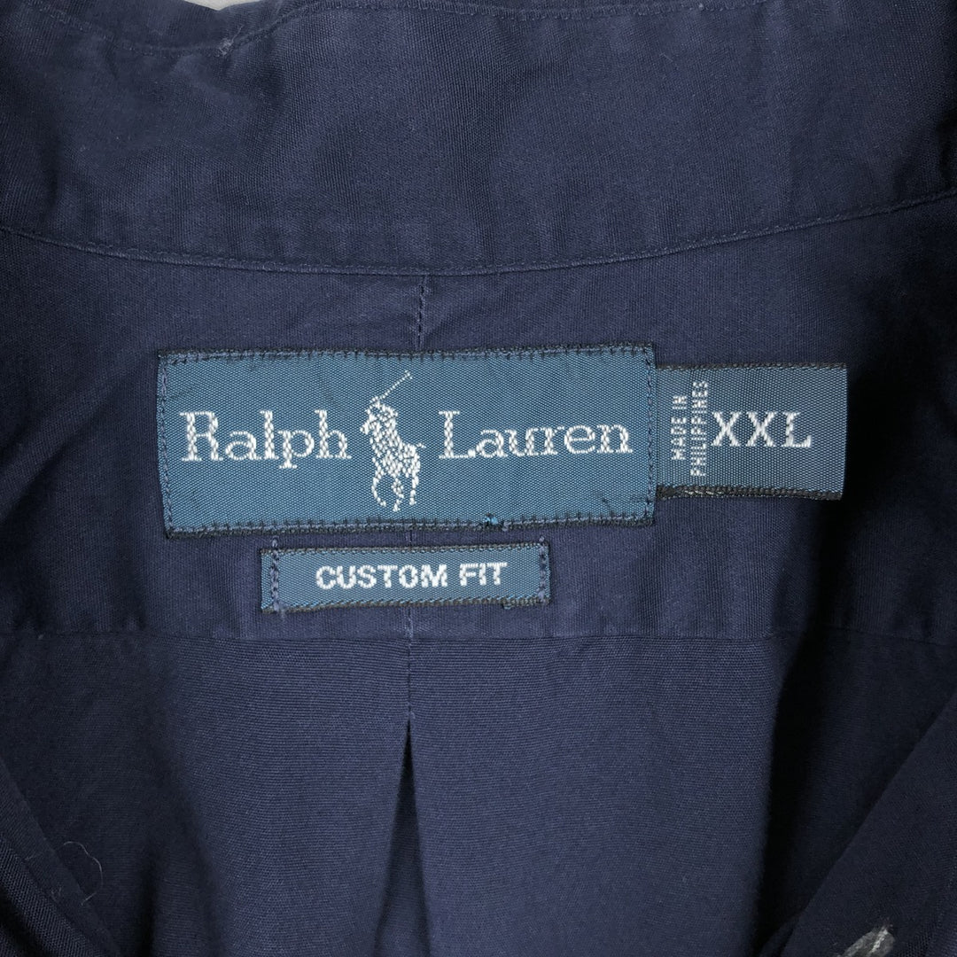 Ralph Lauren Custom Fit Long Sleeve Button Down Shirt Men's XXL cotton navy blue type Vintage Second Hand
