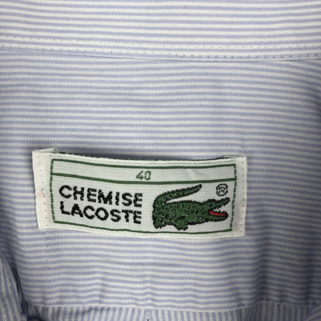 1980'S Lacoste Short-Sleeve Button-Down Striped Shirt, Men's Size M (approx.), Vintage cotton Blue type light blue Vintage Second Hand