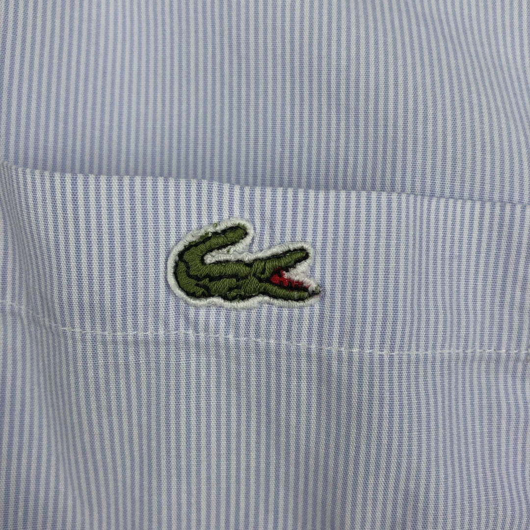 1980'S Lacoste Short-Sleeve Button-Down Striped Shirt, Men's Size M (approx.), Vintage cotton Blue type light blue Vintage Second Hand