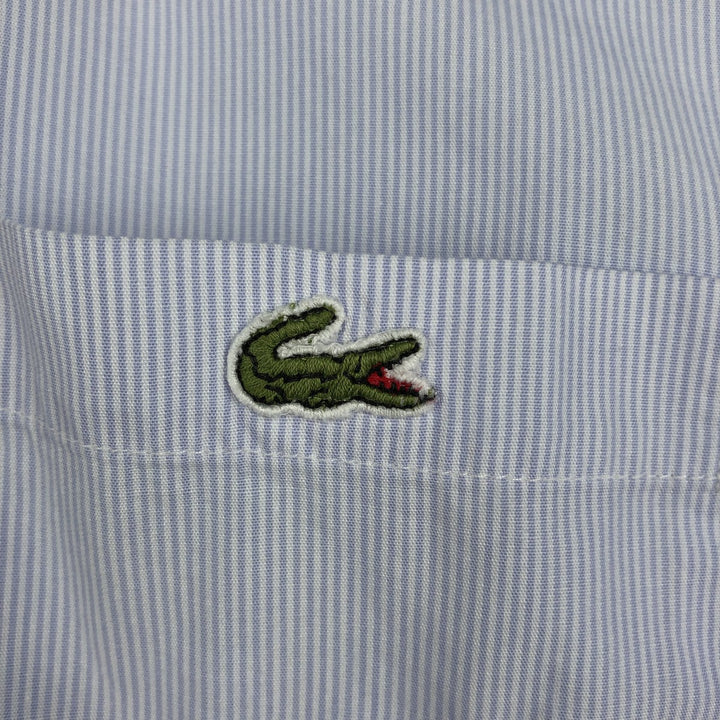 1980'S Lacoste Short-Sleeve Button-Down Striped Shirt, Men's Size M (approx.), Vintage cotton Blue type light blue Vintage Second Hand