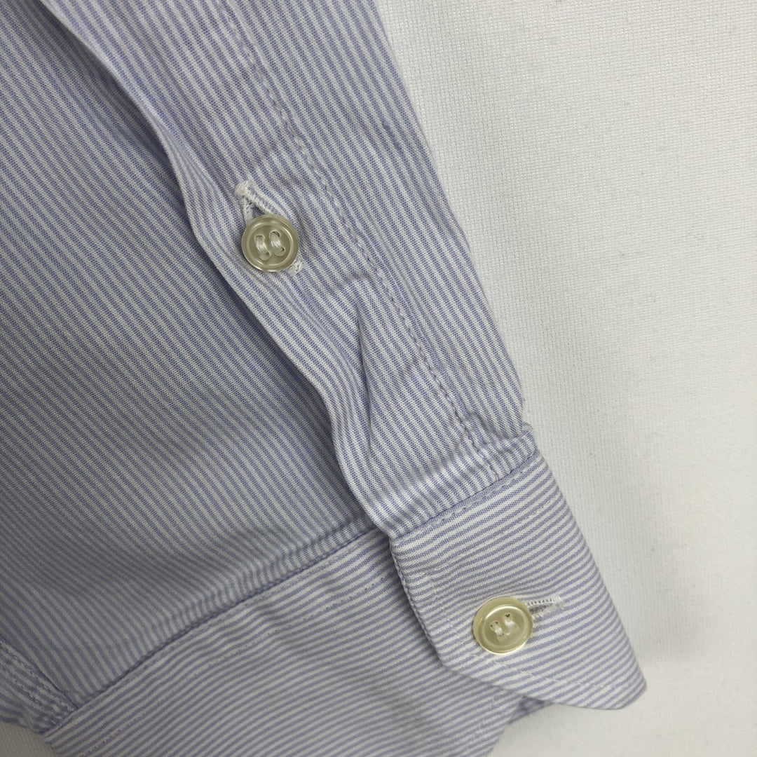 1980'S Lacoste Short-Sleeve Button-Down Striped Shirt, Men's Size M (approx.), Vintage cotton Blue type light blue Vintage Second Hand