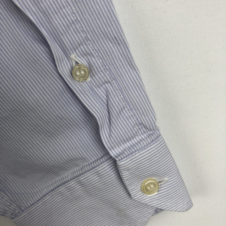 1980'S Lacoste Short-Sleeve Button-Down Striped Shirt, Men's Size M (approx.), Vintage cotton Blue type light blue Vintage Second Hand