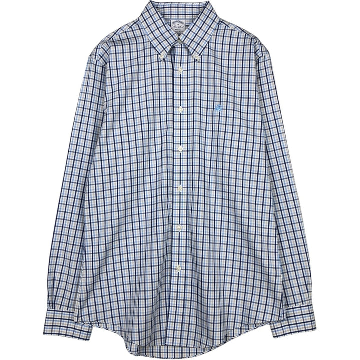 Brooks Brothers Est.1818 REGENT Long Sleeve Button-Down Check Shirt, Men's Size M Supima Cotton navy blue type Vintage Second Hand