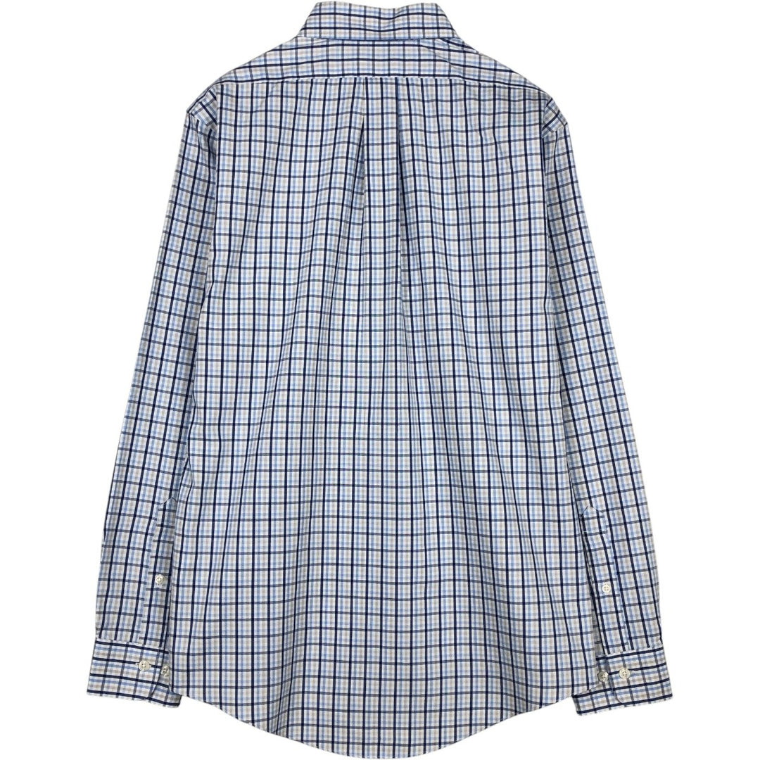 Brooks Brothers Est.1818 REGENT Long Sleeve Button-Down Check Shirt, Men's Size M Supima Cotton navy blue type Vintage Second Hand