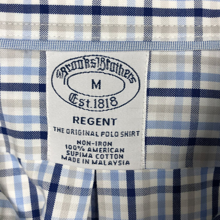 Brooks Brothers Est.1818 REGENT Long Sleeve Button-Down Check Shirt, Men's Size M Supima Cotton navy blue type Vintage Second Hand