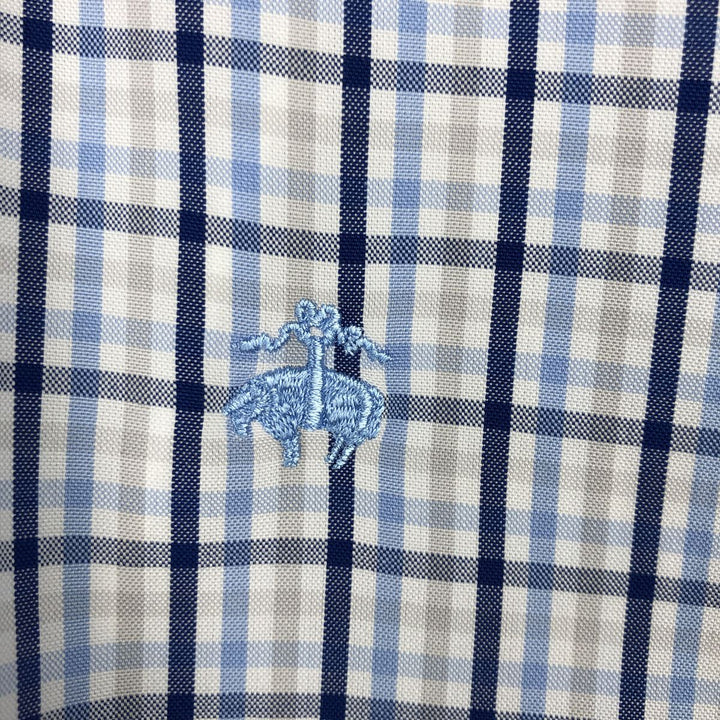 Brooks Brothers Est.1818 REGENT Long Sleeve Button-Down Check Shirt, Men's Size M Supima Cotton navy blue type Vintage Second Hand