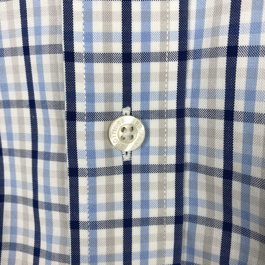 Brooks Brothers Est.1818 REGENT Long Sleeve Button-Down Check Shirt, Men's Size M Supima Cotton navy blue type Vintage Second Hand
