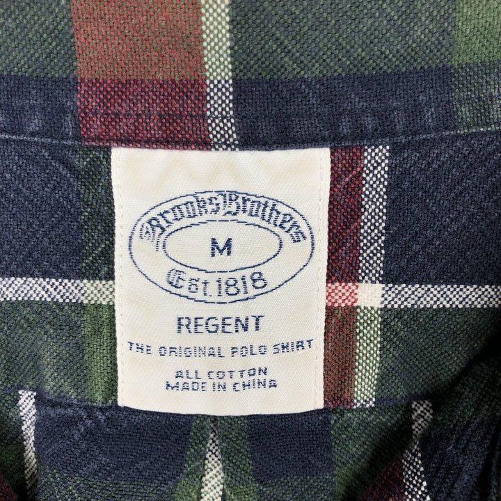 Brooks Brothers Est.1818 REGENT Check Pattern Long-Sleeve Button-Down Check Shirt, Men's Size M (approx.) cotton navy blue type Vintage Second Hand