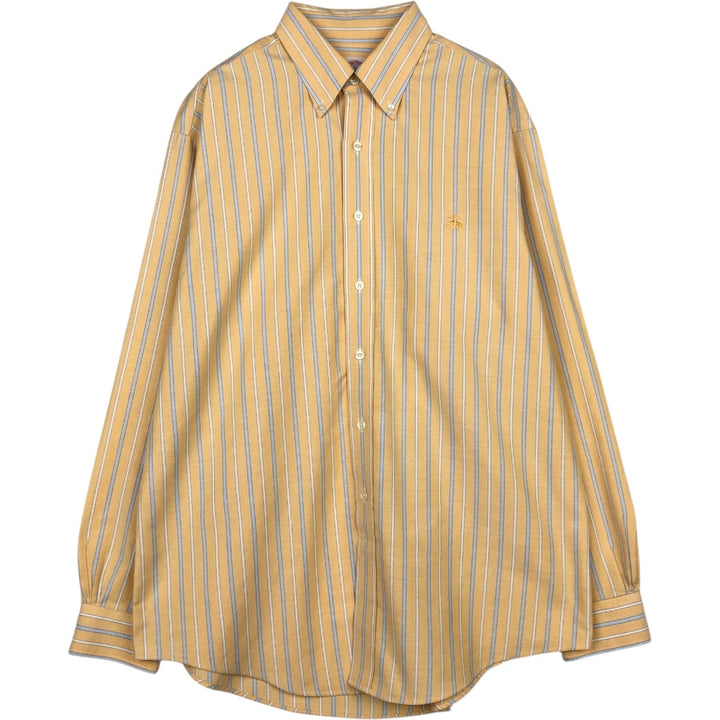 Brooks Brothers Est.1818 Long Sleeve Button-Down Striped Shirt, Men's Size L Supima Cotton orange type Vintage Second Hand