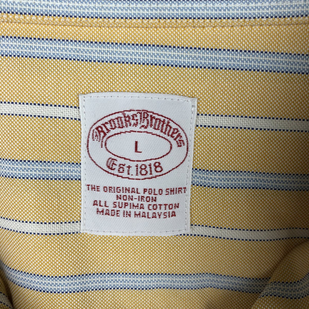 Brooks Brothers Est.1818 Long Sleeve Button-Down Striped Shirt, Men's Size L Supima Cotton orange type Vintage Second Hand