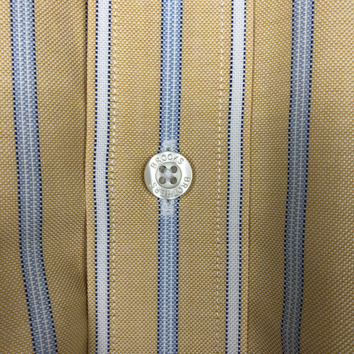 Brooks Brothers Est.1818 Long Sleeve Button-Down Striped Shirt, Men's Size L Supima Cotton orange type Vintage Second Hand