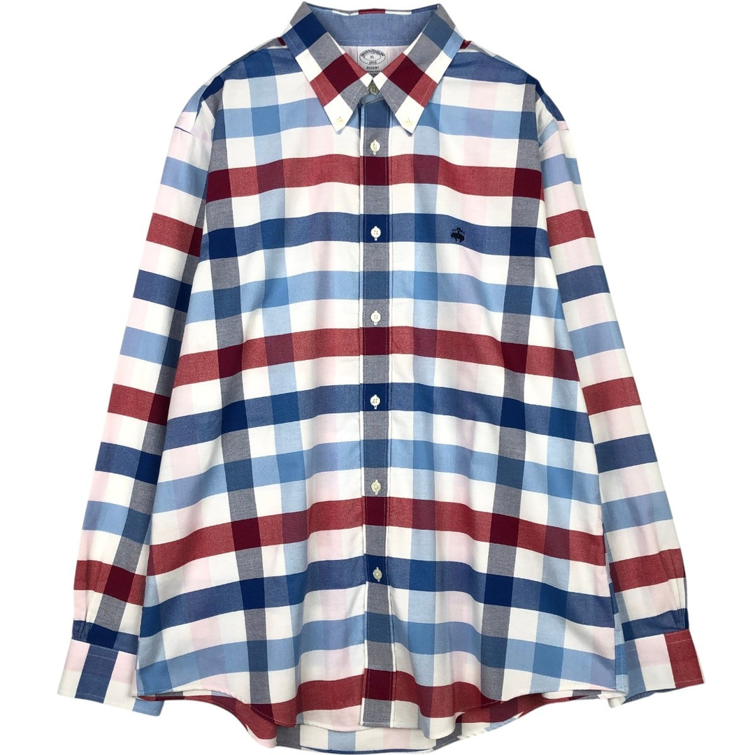 Brooks Brothers 1818 REGENT Long Sleeve Button-Down Check Shirt, Men's Size XL Supima Cotton white type Vintage Second Hand