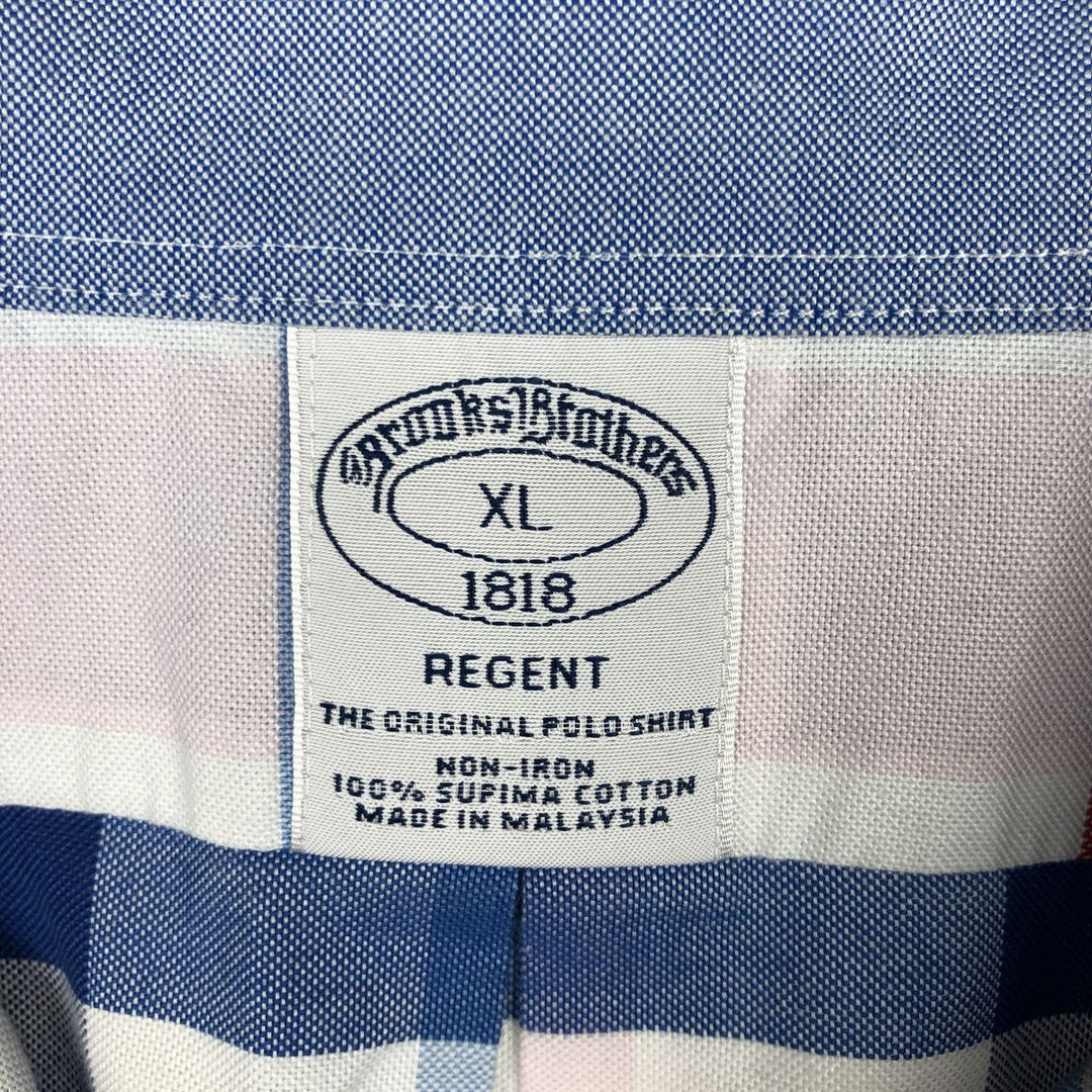 Brooks Brothers 1818 REGENT Long Sleeve Button-Down Check Shirt, Men's Size XL Supima Cotton white type Vintage Second Hand