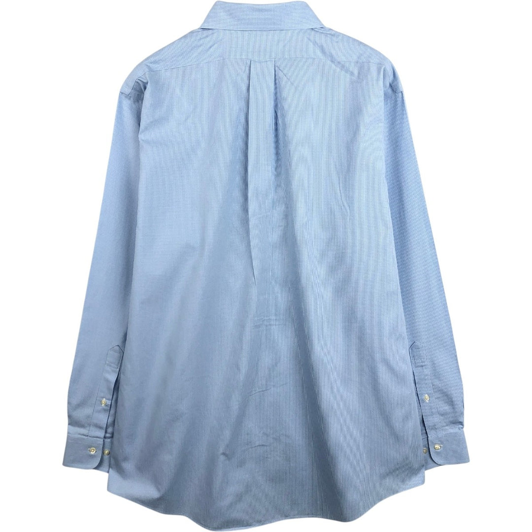 Brooks Brothers 1818 REGENT Houndstooth Pattern Long-Sleeve Button-Down Check Shirt, Men's Size XL (approx.) cotton Blue type light blue Vintage Second Hand