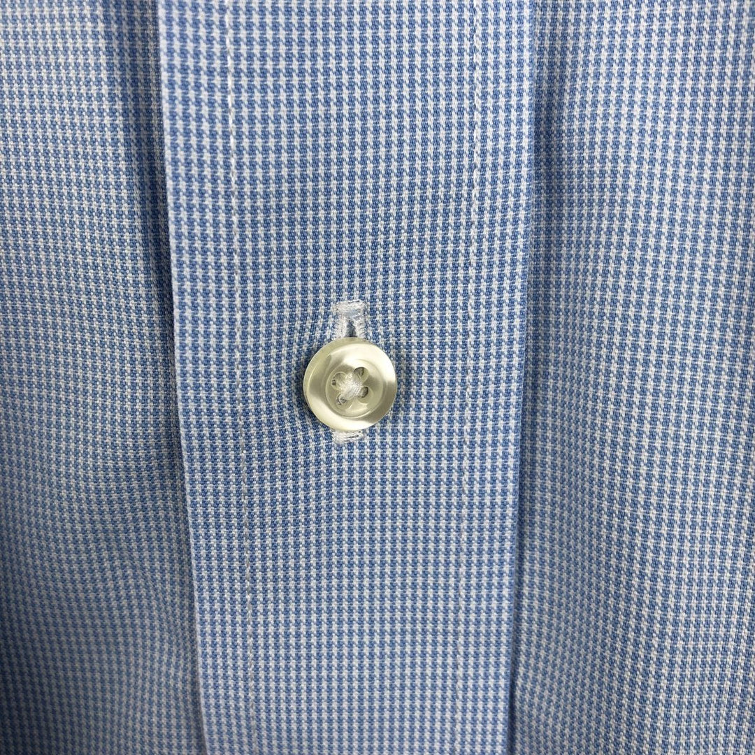 Brooks Brothers 1818 REGENT Houndstooth Pattern Long-Sleeve Button-Down Check Shirt, Men's Size XL (approx.) cotton Blue type light blue Vintage Second Hand
