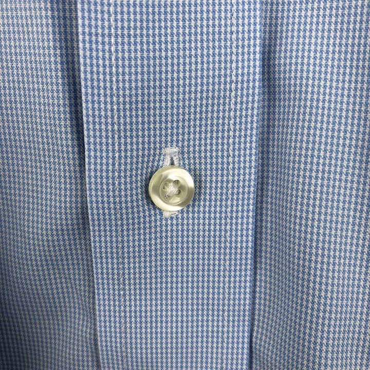 Brooks Brothers 1818 REGENT Houndstooth Pattern Long-Sleeve Button-Down Check Shirt, Men's Size XL (approx.) cotton Blue type light blue Vintage Second Hand