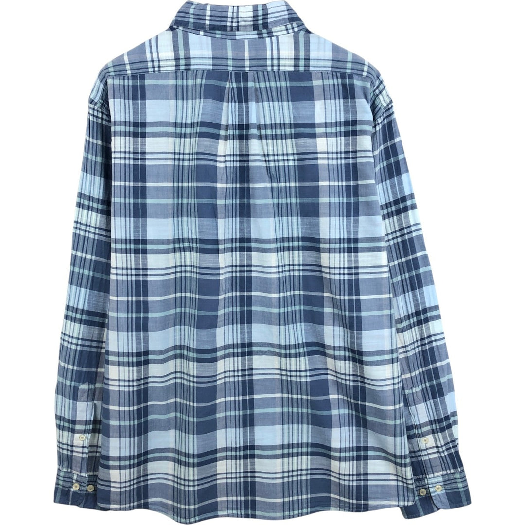 Brooks Brothers 1818 Regular Long-Sleeve Button-Down Check Shirt, Men's Size XL (approx.) cotton blue type Vintage Second Hand