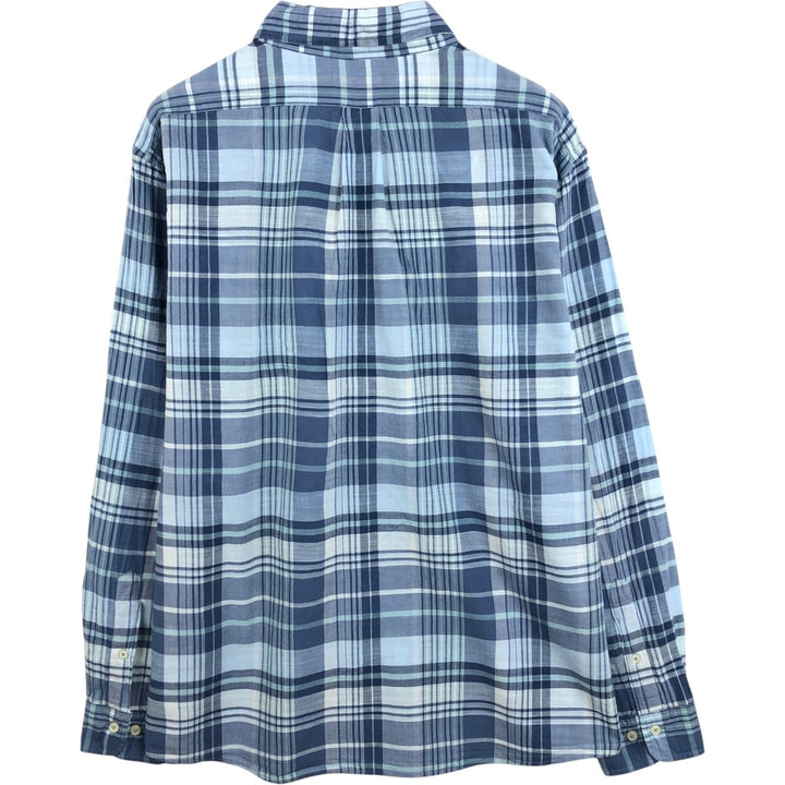 Brooks Brothers 1818 Regular Long-Sleeve Button-Down Check Shirt, Men's Size XL (approx.) cotton blue type Vintage Second Hand