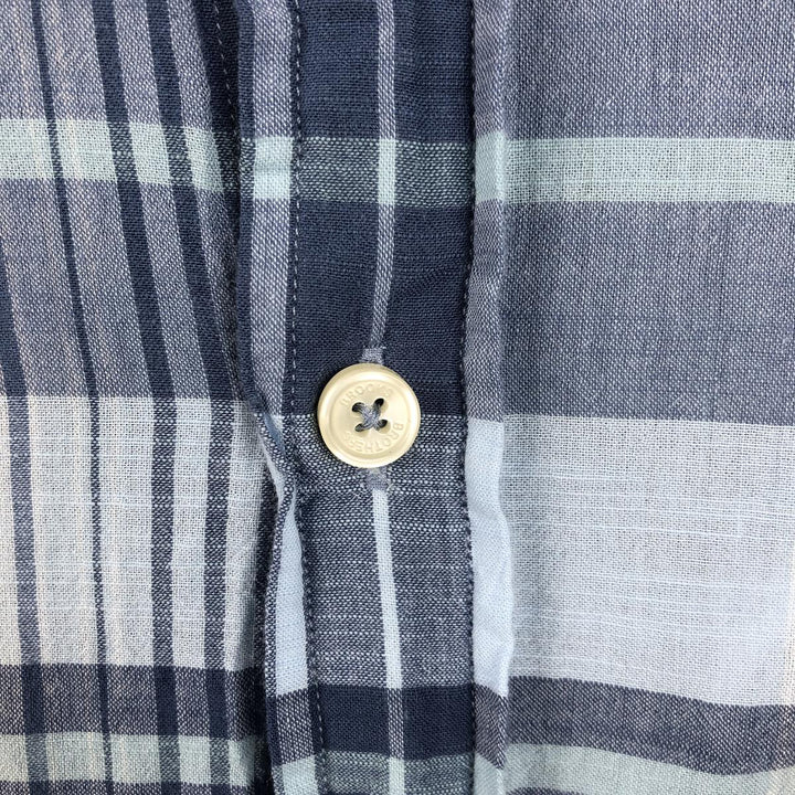 Brooks Brothers 1818 Regular Long-Sleeve Button-Down Check Shirt, Men's Size XL (approx.) cotton blue type Vintage Second Hand