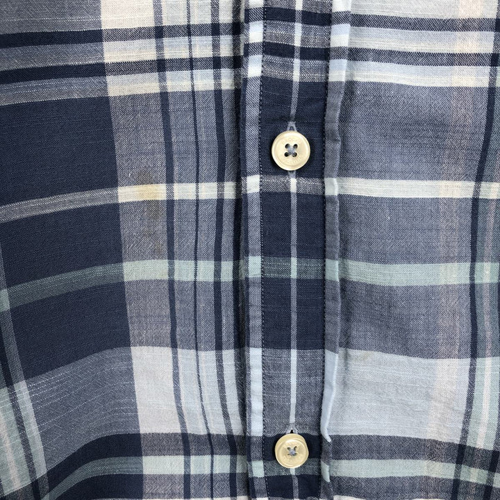 Brooks Brothers 1818 Regular Long-Sleeve Button-Down Check Shirt, Men's Size XL (approx.) cotton blue type Vintage Second Hand