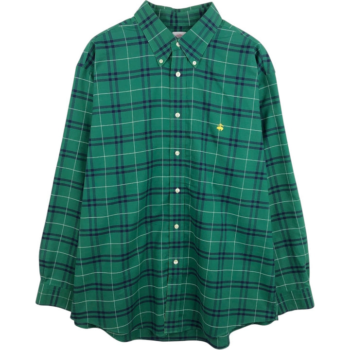 Brooks Brothers 346 Long Sleeve Button-Down Check Shirt, Men's XL Supima Cotton green type Vintage Second Hand