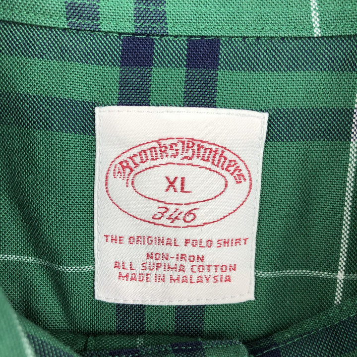 Brooks Brothers 346 Long Sleeve Button-Down Check Shirt, Men's XL Supima Cotton green type Vintage Second Hand