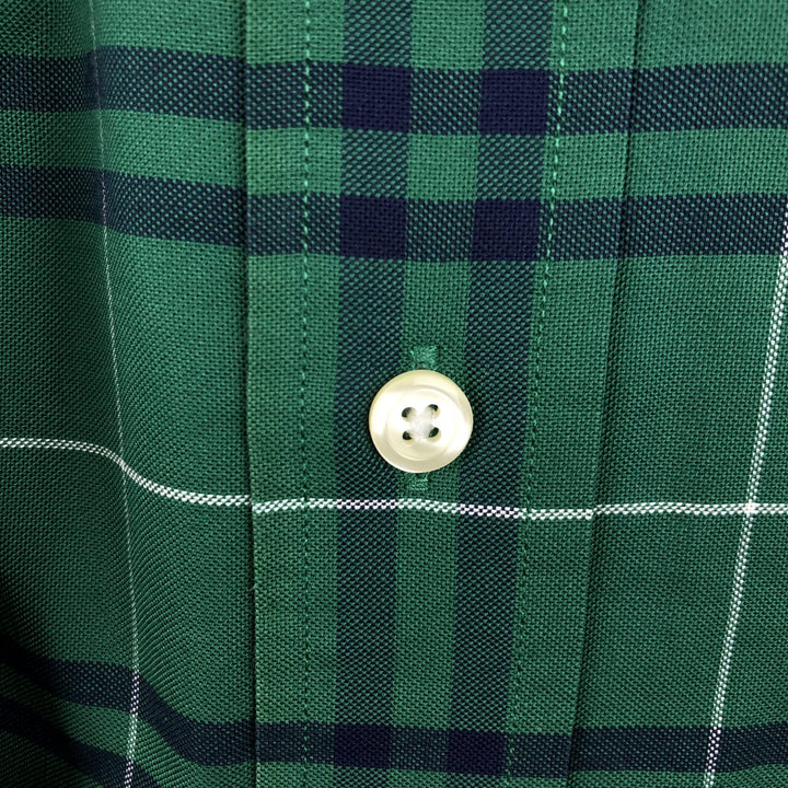 Brooks Brothers 346 Long Sleeve Button-Down Check Shirt, Men's XL Supima Cotton green type Vintage Second Hand