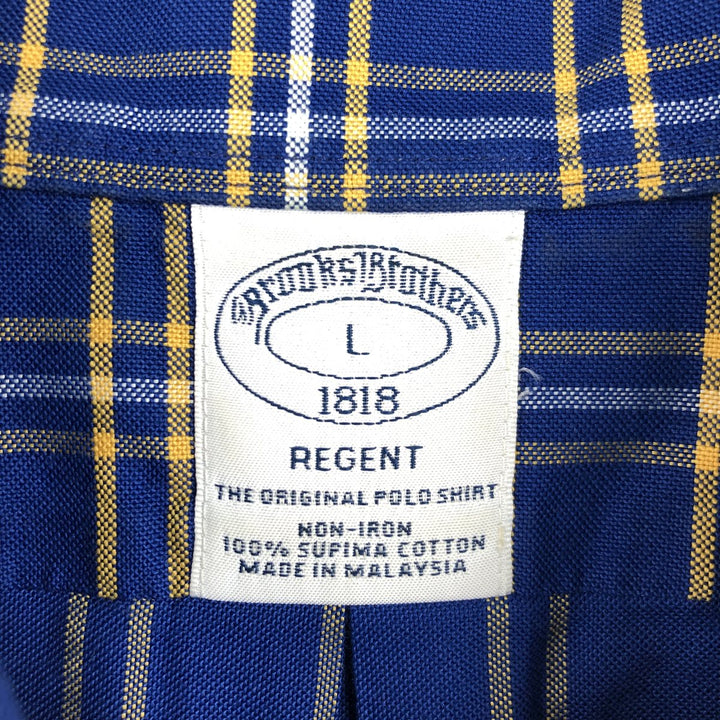 Brooks Brothers 1818 REGENT Long Sleeve Button-Down Check Shirt, Men's Size L Supima Cotton blue type Vintage Second Hand