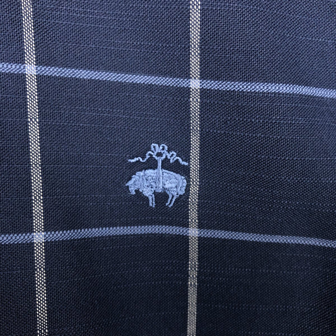 Brooks Brothers Est.1818 REGENT Long Sleeve Button-Down Check Shirt, Men's Size L Supima Cotton navy blue type Vintage Second Hand