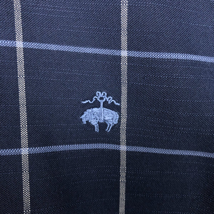 Brooks Brothers Est.1818 REGENT Long Sleeve Button-Down Check Shirt, Men's Size L Supima Cotton navy blue type Vintage Second Hand