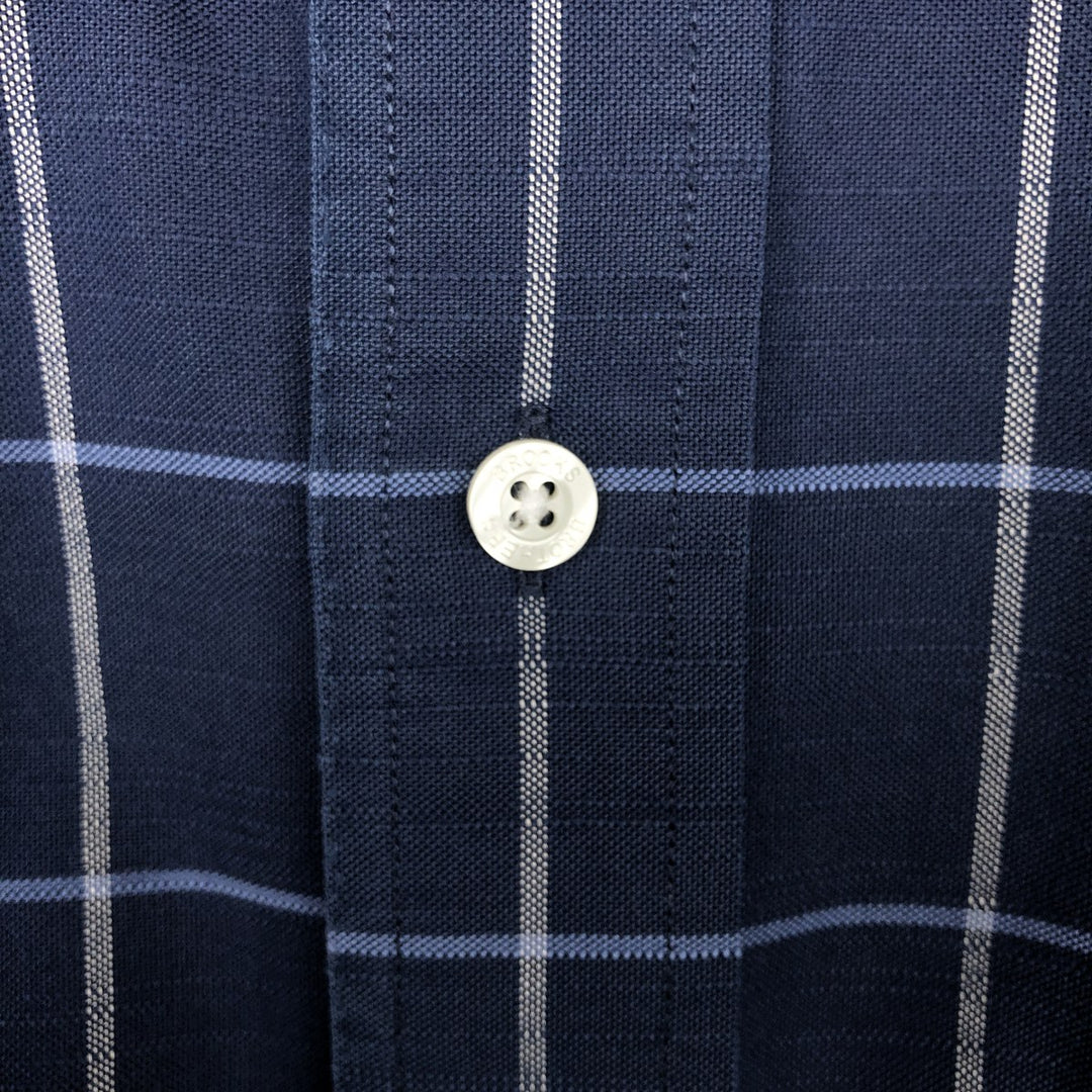 Brooks Brothers Est.1818 REGENT Long Sleeve Button-Down Check Shirt, Men's Size L Supima Cotton navy blue type Vintage Second Hand