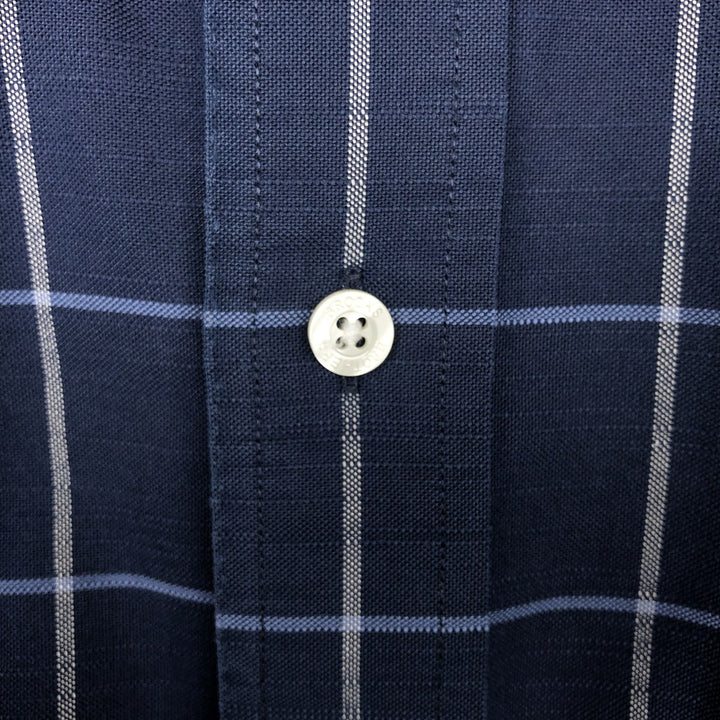 Brooks Brothers Est.1818 REGENT Long Sleeve Button-Down Check Shirt, Men's Size L Supima Cotton navy blue type Vintage Second Hand