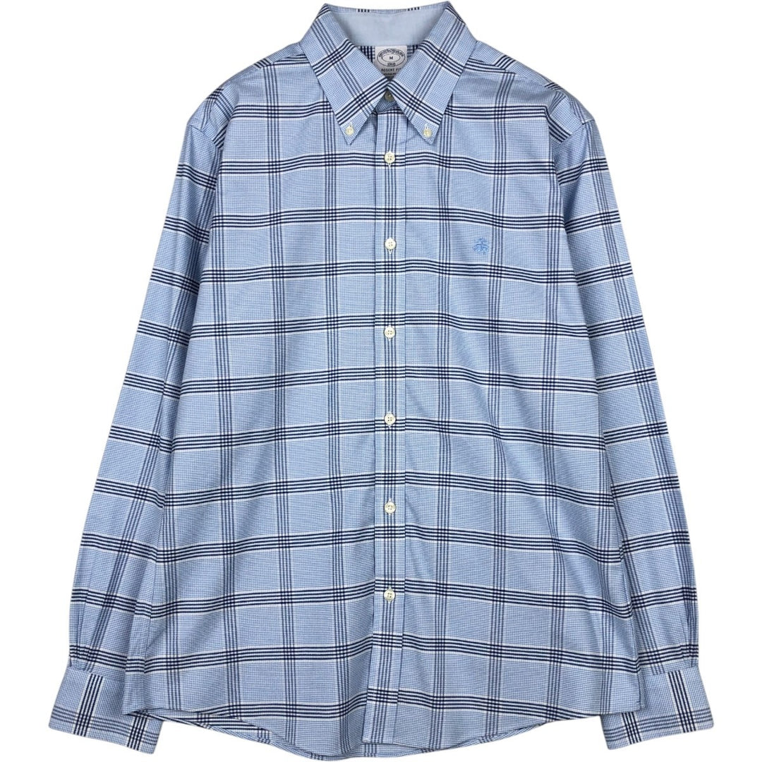 Brooks Brothers 1818 REGENT Long Sleeve Button-Down Check Shirt, Men's Size M cotton Blue type light blue Vintage Second Hand
