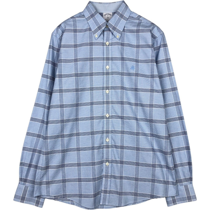 Brooks Brothers 1818 REGENT Long Sleeve Button-Down Check Shirt, Men's Size M cotton Blue type light blue Vintage Second Hand