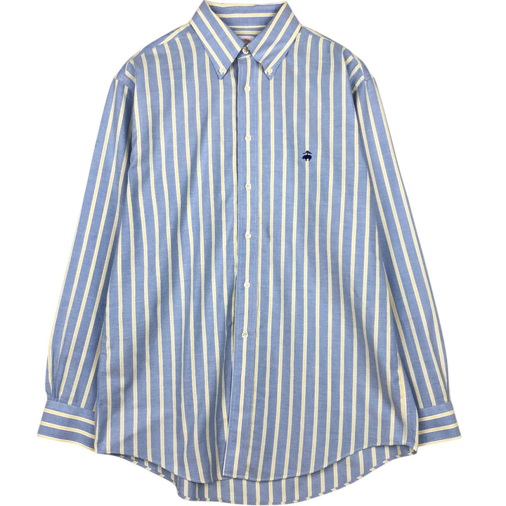 Brooks Brothers 346 Multi-Stripe Long Sleeve Button-Down Striped Shirt, Men's Size Medium Supima Cotton Blue type light blue Vintage Second Hand