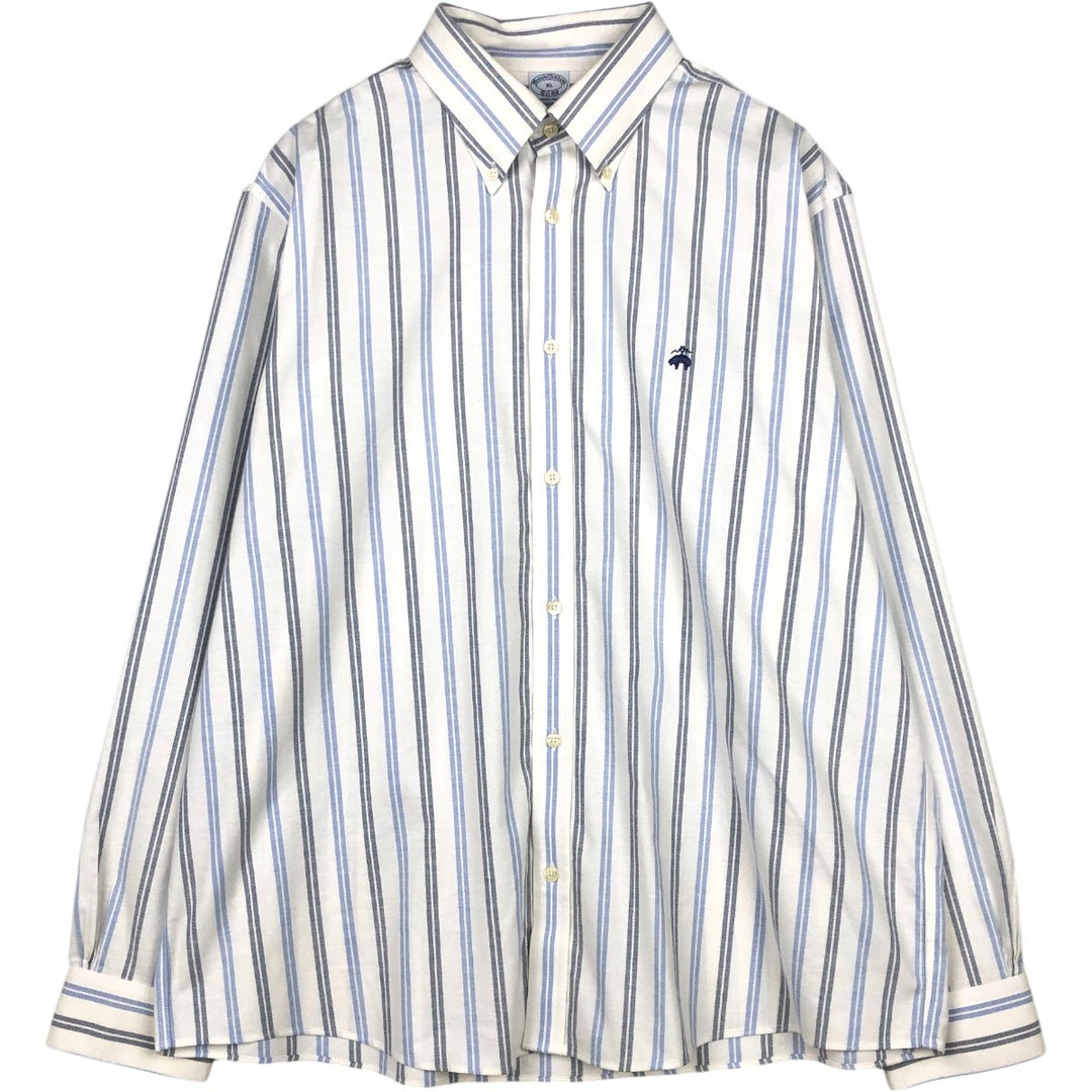 Brooks Brothers Est.1818 Regular Multi-Stripe Long-Sleeve Button-Down Stripe Shirt (Men's Size XL) cotton white type Vintage Second Hand