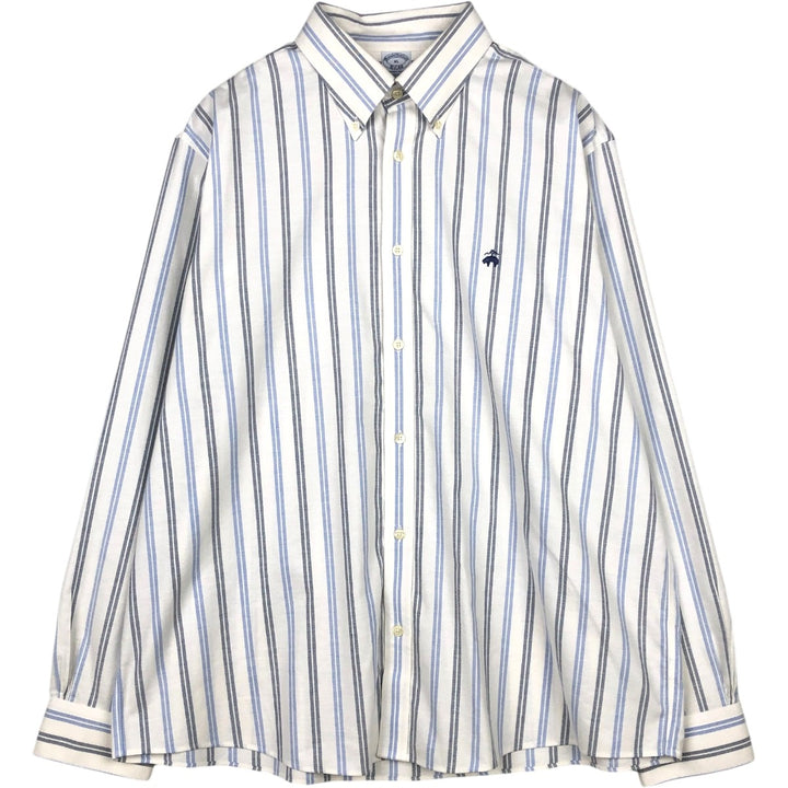 Brooks Brothers Est.1818 Regular Multi-Stripe Long-Sleeve Button-Down Stripe Shirt (Men's Size XL) cotton white type Vintage Second Hand