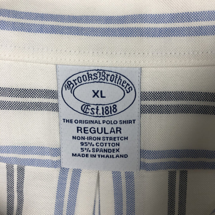 Brooks Brothers Est.1818 Regular Multi-Stripe Long-Sleeve Button-Down Stripe Shirt (Men's Size XL) cotton white type Vintage Second Hand