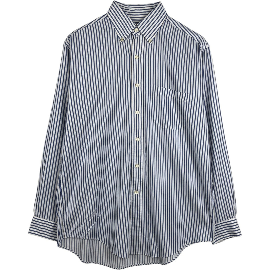 Brooks Brothers Short-Sleeve Button-Down Striped Shirt, Men's Size M (approx.) cotton Blue type light blue Vintage Second Hand