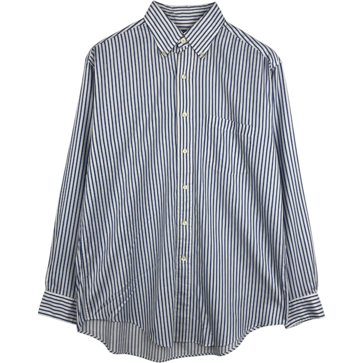 Brooks Brothers Short-Sleeve Button-Down Striped Shirt, Men's Size M (approx.) cotton Blue type light blue Vintage Second Hand