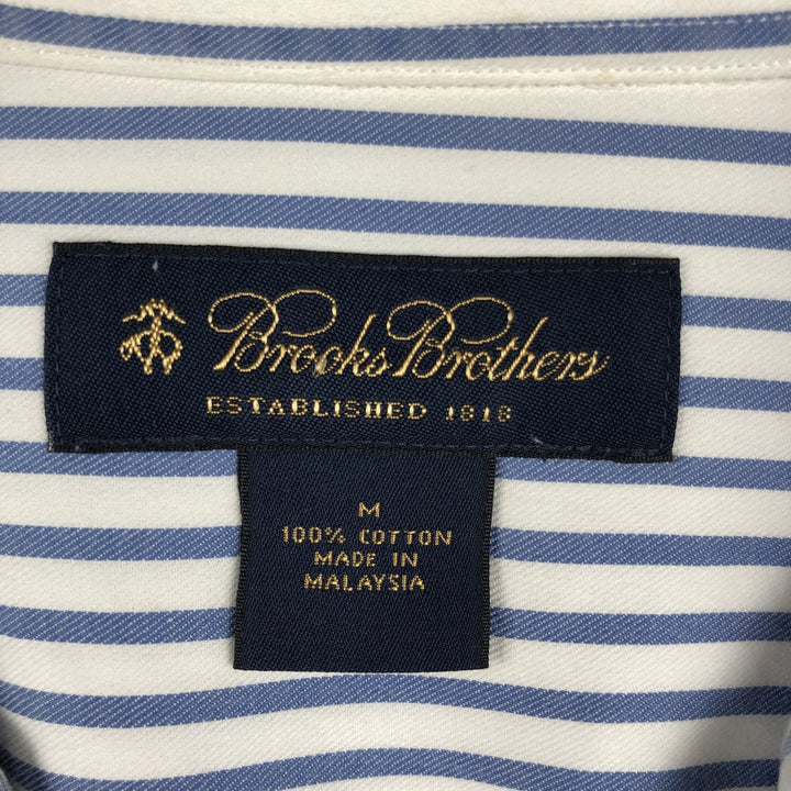 Brooks Brothers Short-Sleeve Button-Down Striped Shirt, Men's Size M (approx.) cotton Blue type light blue Vintage Second Hand